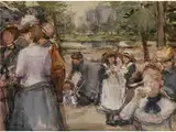 Spielen an Einem Teich im Bois de Boulogne by Isaac L. Israels, watercolor, sold Sep 2015