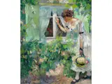 Dame am Fenster by Edward Cucuel, oil on canvas, offered Sep 2019
