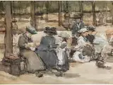 Gouvernanten und Kinder im Park (bois de Boulogne) by Isaac Lazarus Israels, 1865 Amsterdam - 1934 Den Haag, gouache, offered Jul 2017