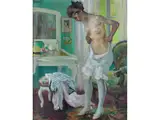 Dame am Toilettetisch Sich Ankleidend by Edward Cucuel, oil on canvas, offered Mar 2019