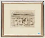 Bei der Ernte by Carl Roesch, 1941, charcoal, sold Jun 2022