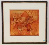 Landschaft in Braun by Hans Rudolf Strupler, mixed media, sold Jun 2022