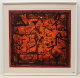 Landschaft in Orange by Hans Rudolf Strupler, mixed media, sold Jun 2022