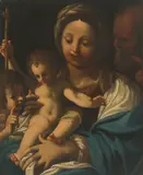 und Werkstatt Heilige Familie mit Johannesknaben by Bartolomeo Schedoni, oil on canvas, offered Mar 2022
