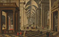 Belebtes Kircheninterieur by Bartholomeus van Bassen, oil on panel, sold Mar 2022