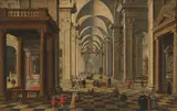 Belebtes Kircheninterieur by Bartholomeus van Bassen, oil on panel, sold Mar 2022