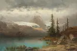Hochgebirgssee mit Gletscher im Hintergrund by Willibald Wex, oil on canvas, offered Mar 2022