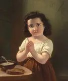Mädchen beim Tischgebet by Friedrich Dürck, oil on canvas, sold Mar 2022