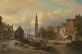 Ansicht der Prinsengracht in Amsterdam by Elias van Bommel, oil on canvas, sold Mar 2022