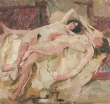 Zwei liegende Akte by Wilhelm Gallhof, oil, sold Mar 2022