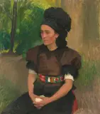Sitzende Frau in Tracht by Ágost Benkhard, 1930, oil on canvas, offered Mar 2022
