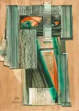Ohne Titel by Salah Taher, 1980, oil on board, offered Mar 2022