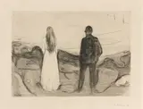 Zwei Menschen (Die Einsamen) by Edvard Munch, 1895, drypoint, sold Mar 2022