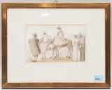 Personengruppe mit zwei Berittenen by Rodolphe Töpffer, watercolor, offered Mar 2022
