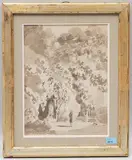 Zugeschrieben Parklandschaft mit Statue by Marquard Wocher, pencil, sold Mar 2022
