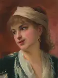 Bildnis eines jungen Mädchens mit Haarband by Désiré-Honoré Bérard, oil on panel, sold Mar 2022
