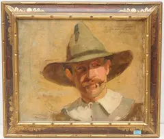 Bildnis eines Mannes mit Hut by Pierre Bonnaud, oil on canvas, sold Mar 2022