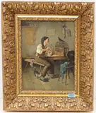 Der Musiklehrer by Alois Eckardt, 1885, oil on panel, sold Mar 2022