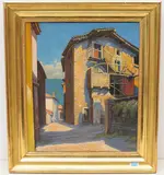 Scheune in Mutschnengia im Val Medel by Richard Pirl, oil on canvas, offered Mar 2022