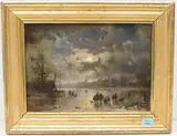 Winterlandschaft im Mondschein by Adolf Stademann, oil on canvas, sold Mar 2022