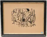 Knabe und Mädchen im Schilf by Kurt Tuch, 1919, lithograph, sold Mar 2022