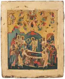 Russisch, 18.Jh by Entschlafen der Gottesmutter, tempera, sold Mar 2022