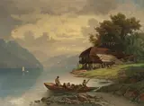 Uferpartie am Vierwaldstättersee by Jakob Josef Zelger, oil on canvas, offered Mar 2022