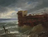 Sturm am Genfersee, 1838 by François Diday, oil on panel, offered Mar 2022