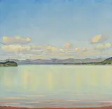 Der Thunersee von Leissigen aus gesehen, 1931 by Louis Dürr, oil on canvas, sold Mar 2022