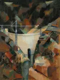 Le barrage", 1952 by Gustave Buchet, oil on canvas, sold Mar 2022