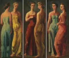 Triptychon by Hermann Pieper, oil on board, sold Mar 2022