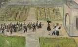 Kinderbegräbnis", um 1950 by Alis Guggenheim, oil on canvas, sold Mar 2022
