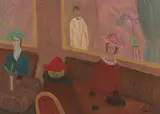 Le tea-room", 1972 by Henry Roulet, oil on canvas, sold Mar 2022