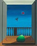 Auf meinem Balkon", 1977 by Walter Grab, oil on board, sold Mar 2022