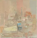 Natura morta", 1983 by Cesare Lucchini, oil on canvas, sold Mar 2022