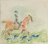 Reiterstudie by Cuno Amiet, pastel, offered Mar 2022
