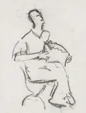 Akkordeonspieler by Cuno Amiet, charcoal, offered Mar 2022