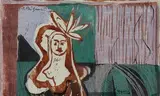 Dame mit Hut by Serge Brignoni, 1948, mixed media, sold Mar 2022