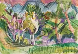 Gartenlandschaft by Albert Müller, mixed media, sold Mar 2022