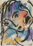 Doppelportrait by Xanti Schawinsky, 1958, watercolor, sold Mar 2022