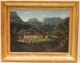 Zugeschrieben "Haus in Schwende AI by Joseph Geisser, oil on canvas, sold Mar 2022