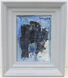 Komposition Blau / Schwarz / Weiss, 1960 by Carl Walter Liner, oil on canvas, sold Mar 2022