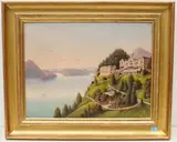 Hotel Bürgenstock mit Blick über den Vierwaldstättersee by Jean Stauffer, oil on canvas, sold Mar 2022