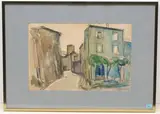 Häuser by Carl junior Liner, 1955, watercolor, sold Mar 2022