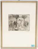 Am Bahnhof by Paul Stöckli, etching, offered Mar 2022