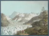 Vuë de la Mer de Glace et de l'Hopital de Blair du Sommet du Montanvert dans le Mois d'Aoust 1781 by Carl Ludwig Hackert, watercolor, sold Dec 2021