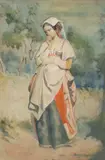Junge Frau aus der römischen Campagna by Louis Léopold Robert, watercolor, sold Dec 2021