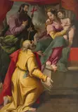 Maria mit Kind und den Heiligen Jacobus und Philippus by Bologna, Ende 16.Jh., oil on canvas, sold Dec 2021