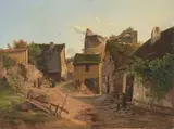 Dorf mit Burgruine by Carl Dahl, 1840, oil on canvas, sold Dec 2021