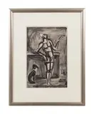 Clown au Chien" circa by Georges Rouault, aquatint on paper, sold Aug 2023